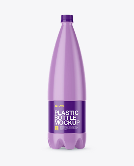 1L Glossy Plastic Bottle Mockup - Front View
