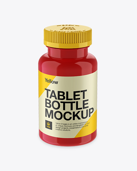 Glossy Pill Bottle Mockup (High-Angle Shot)