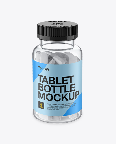 Clear Pill Bottle Mockup (High-Angle Shot)