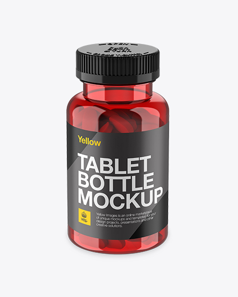 Red Pill Bottle Mockup (High-Angle Shot)