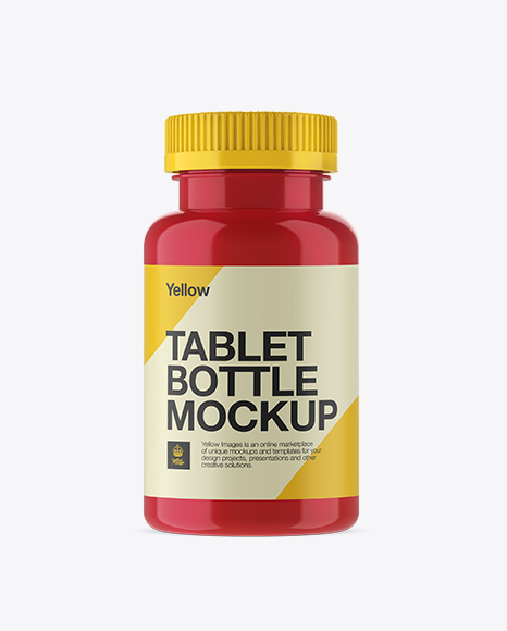 Glossy Pill Bottle Mockup - Front View