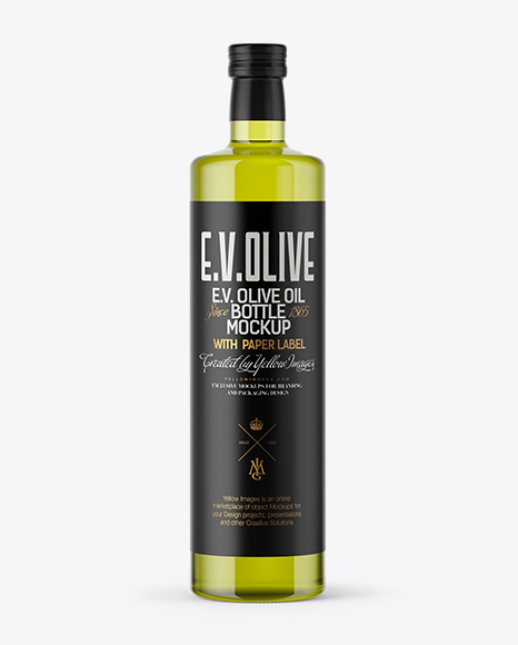 1L Clear Glass Olive Oil Bottle Mockup
