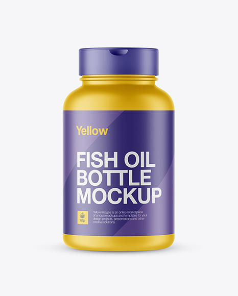 Matte Plastic Fish Oil Bottle Mockup - Front View