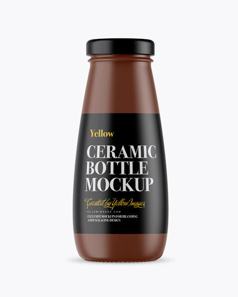 330ml Matte Ceramic Bottle Mockup - Front View