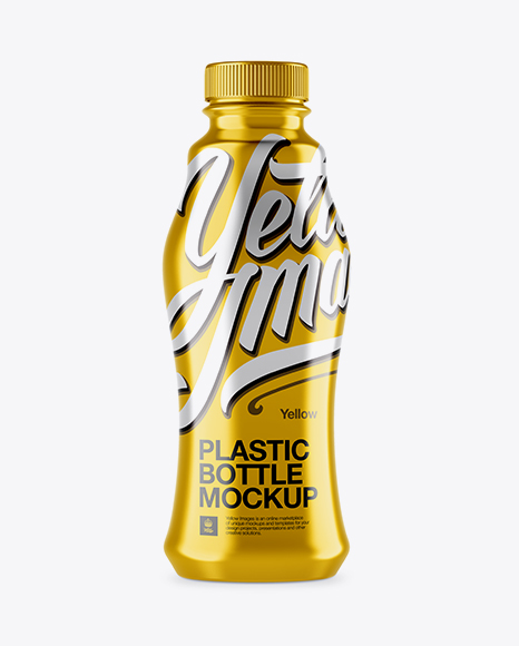Plastic Bottle with Metallic Shrink Sleeve Mockup - Front View