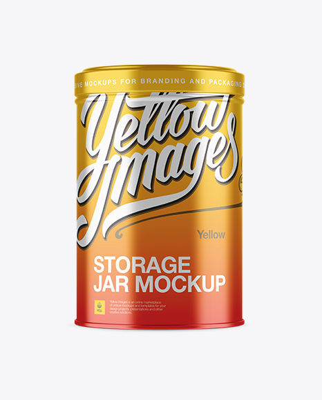 Metallic Storage Jar Mockup - Front View