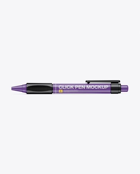 Glossy Click Pen Mockup - Side View
