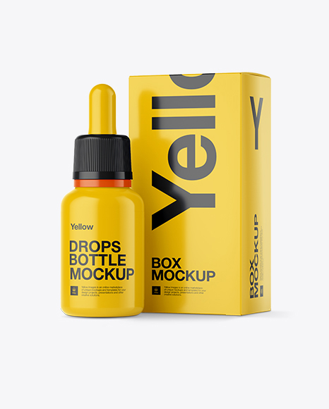 Nasal Drops Bottle & Glossy Paper Box Mockup