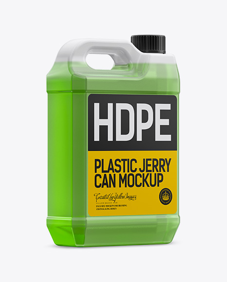 Transparent Plastic Jerrycan with Liquid Mockup - Halfside Back View