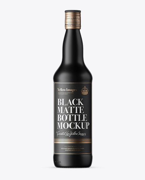 Black Matte Whiskey Bottle Mockup
