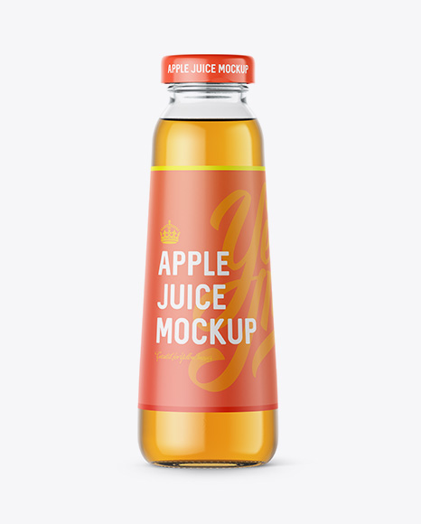 300ml Clear Glass Bottle with Apple Juice Mockup