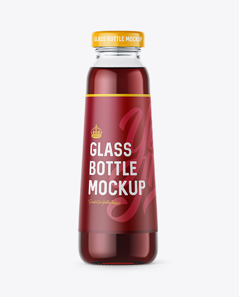 300ml Clear Glass Bottle with Dark Red Drink Mockup