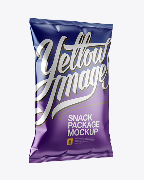 Matte Metallic Snack Package Mockup - Halfside view