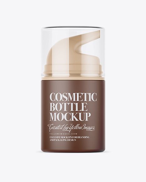 Matte Cream Bottle with Pump Mockup - Front View