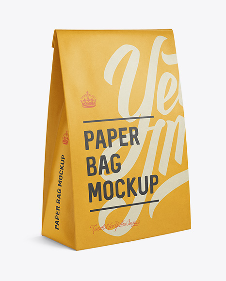 Paper Bag Mockup - Halfside View