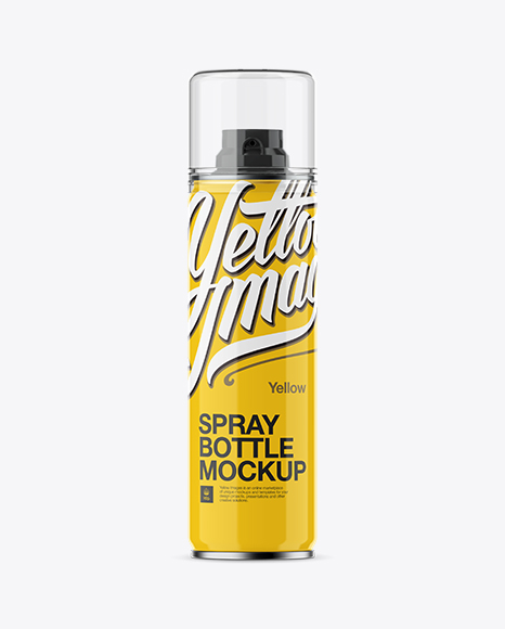Glossy Spray Bottle With Transparent Cap Mockup