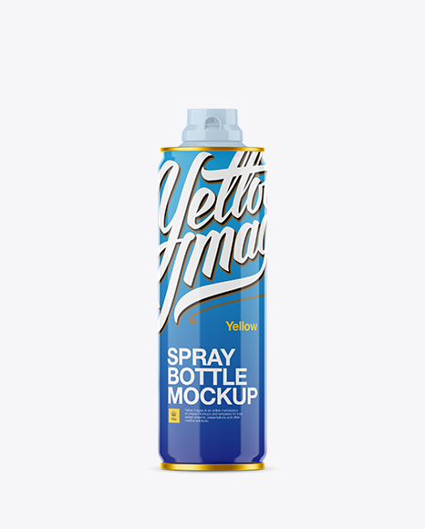Glossy Spray Bottle With Cap Mockup