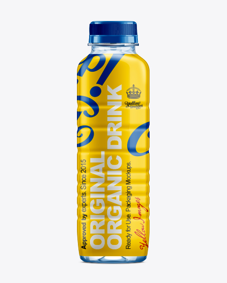 Square PET Water Bottle Mockup - Shrink Sleeve Labeling