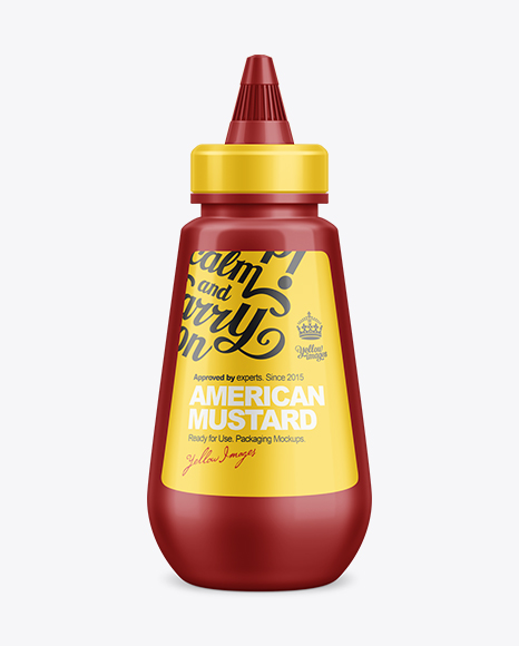 250g Mustard Bottle w/ Spout Cap Mockup