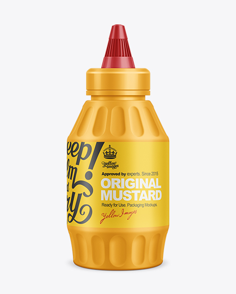 9oz Mustard Bottle w/ Spout Cap Mockup
