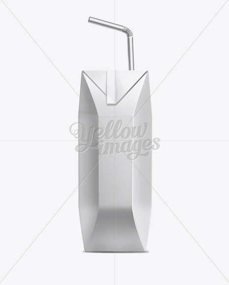 250ml Juice Carton Package with Straw Mockup