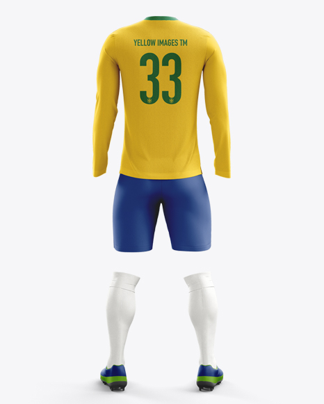 Soccer Kit with Long Sleeve Mockup / Back View