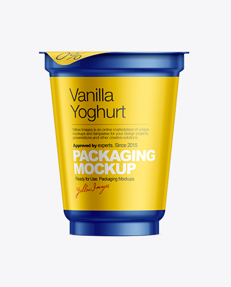 Plastic Container for Dairy Products with Foil Lid Mockup