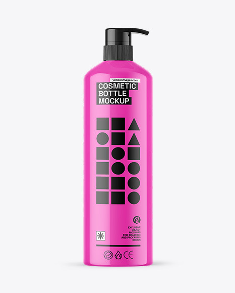 Glossy Cosmetic Bottle With Pump Mockup