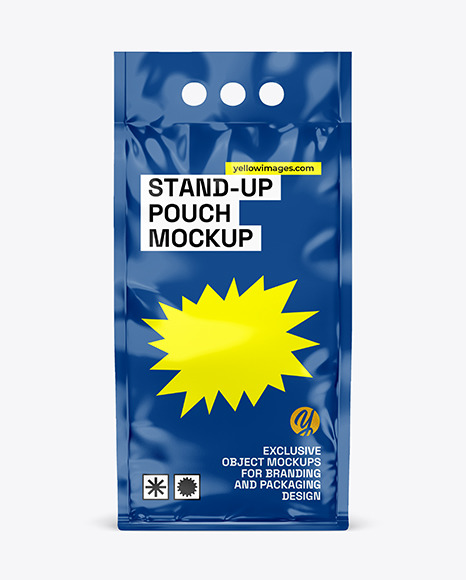 Glossy Plastic Stand-Up Pouch Mockup