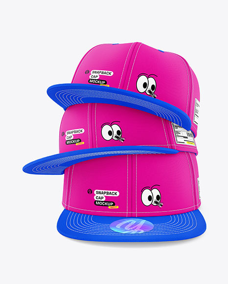 Three Snapback Caps Mockups