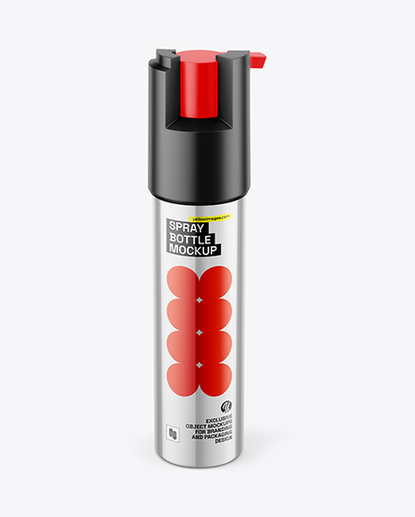 Glossy Metallic Self Defense Pepper Spray Bottle Mockup