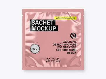 Metallic Square Sachet Mockup