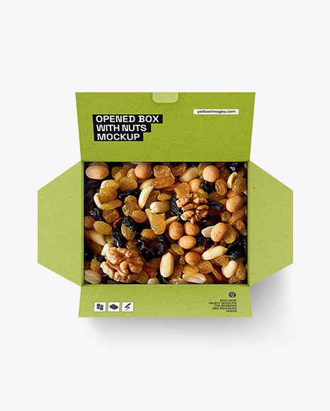 Kraft Opened Box of Dried Fruits and Nuts Mockup