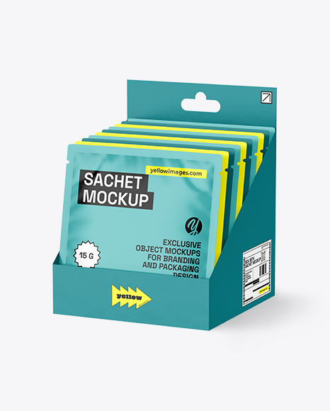 Carton Box With Sachets Mockup