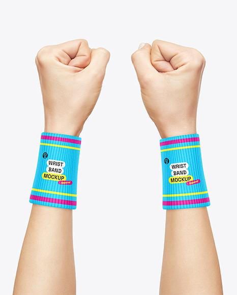 Two Fabric Wristbands on Hands Mockup