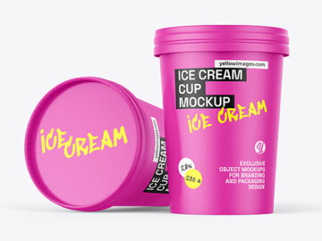 Two Ice Cream Cups Mockup
