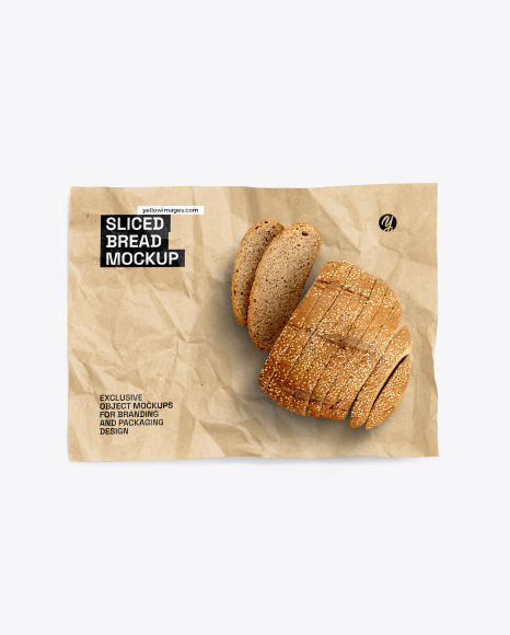 Paper Wrapper With Sliced Bread Mockup