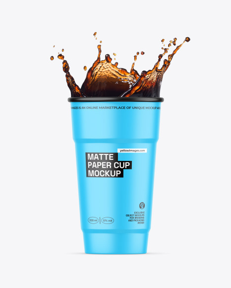 Matte Paper Coffee Cup w/ Splash Mockup
