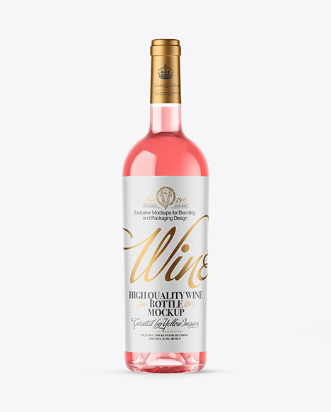 Clear Glass Pink Wine Bottle Mockup