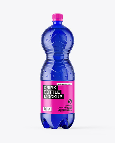 2L Blue PET Bottle w/ Sparkling Water Mockup