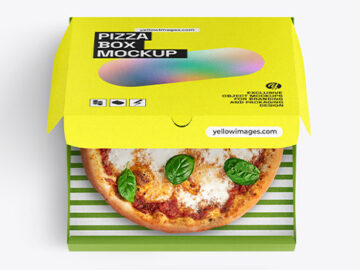 Half Open Kraft Box With Pizza Mockup