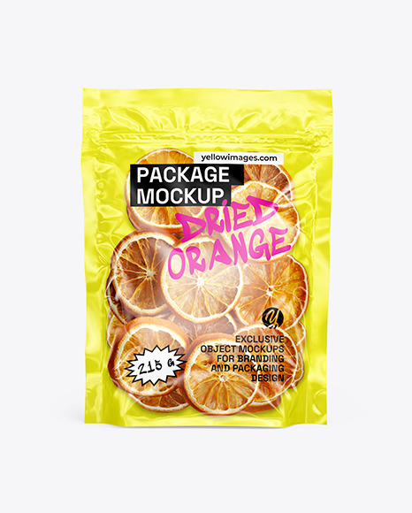 Transparent Pouch with Dried Oranges Mockup