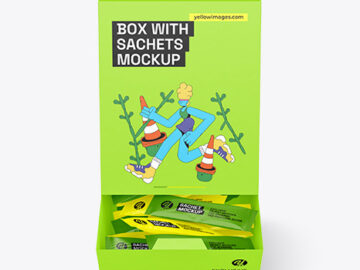 Carton Box With Sachets Mockup
