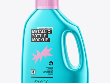 Glossy Metallic Detergent Bottle Mockup