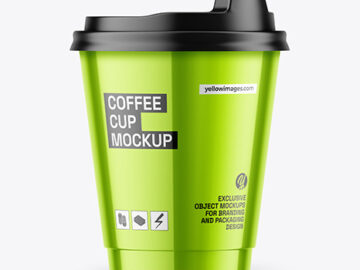 Glossy Metallic Coffee Cup Mockup