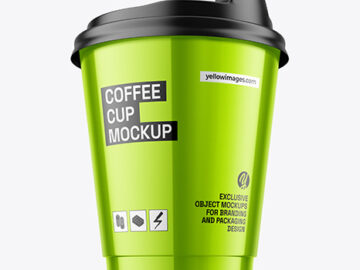 Glossy Metallic Coffee Cup Mockup