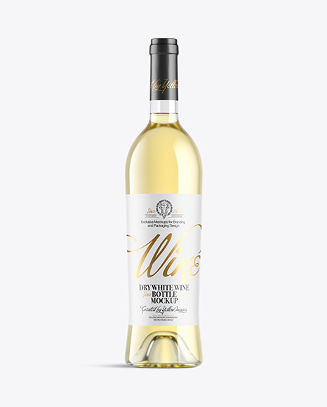 Clear Glass Bottle With White Wine Mockup