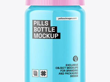 Glossy Pills Bottle Mockup