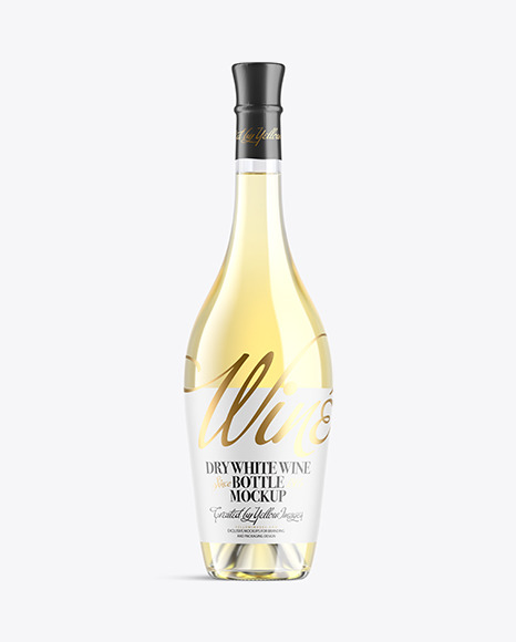 Clear Glass Bottle With White Wine Mockup