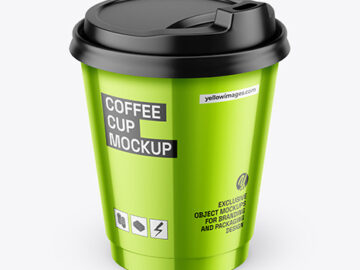 Glossy Metallic Coffee Cup Mockup